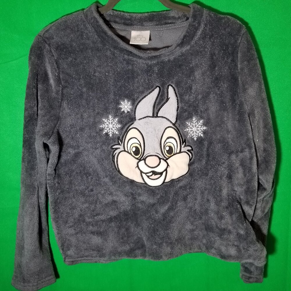 Disney 100 Bambi‎ Thumper Fleece Sleep Shirt Women Medium Softy Gray Comfy Warm